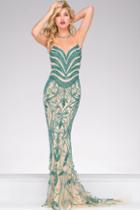 Jovani - Long Embellished Halter Neck Pageant Dress 37583