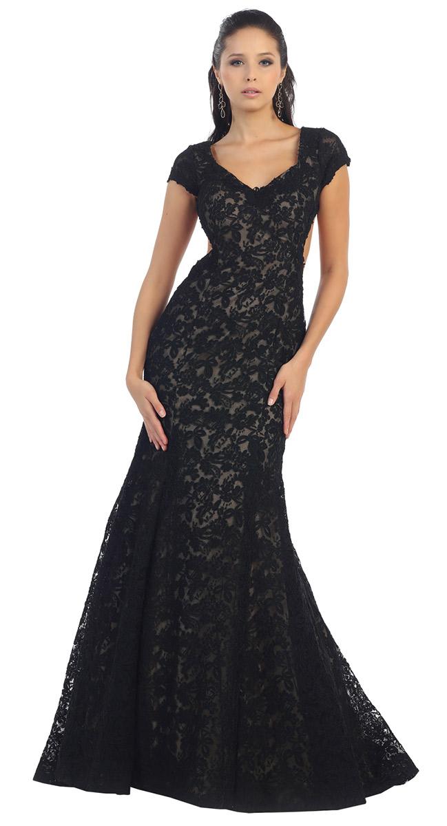 May Queen - Floral Fitted Cutout Trumpet Dress