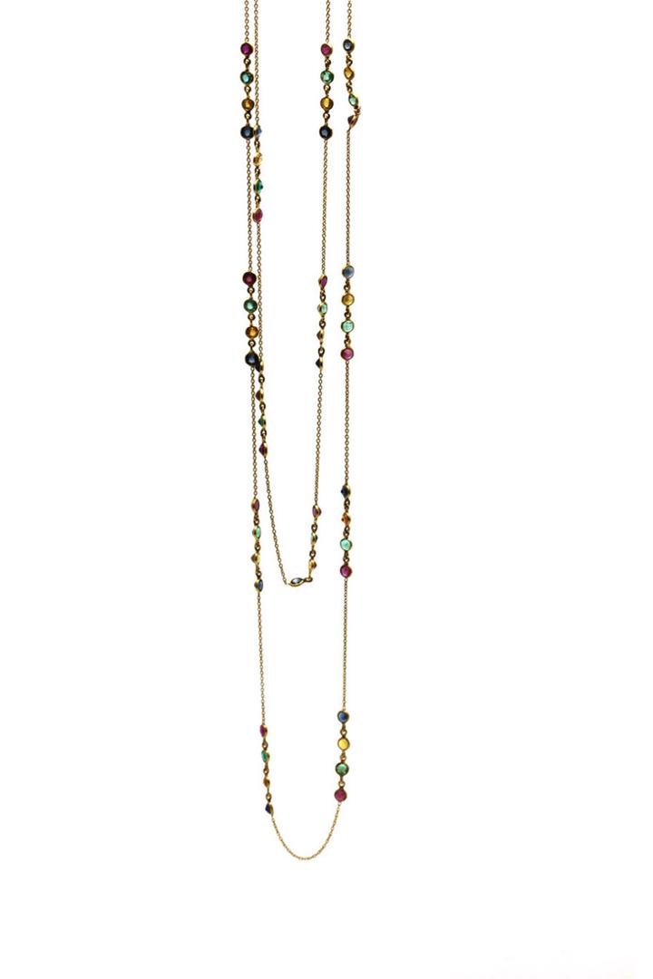 Tresor Collection - Multicolor Stones Long Necklace In 18k Yg Style 3