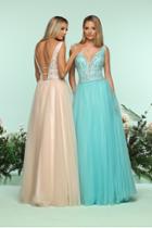 Zoey Grey - 31174 Sleeveless Trailing Metallic Beadwork Tulle Gown