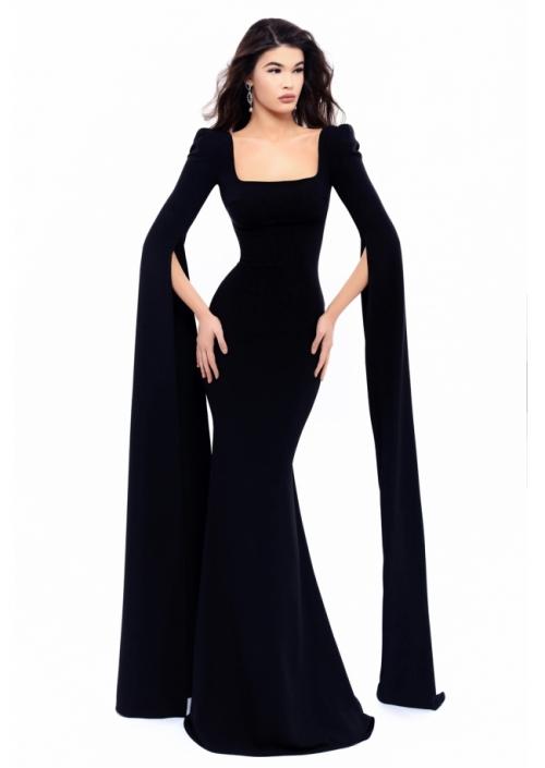 Tarik Ediz - 93302 Square Trumpet Dress With Floor Length Sleeves