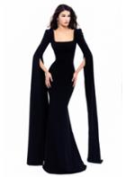 Tarik Ediz - 93302 Square Trumpet Dress With Floor Length Sleeves