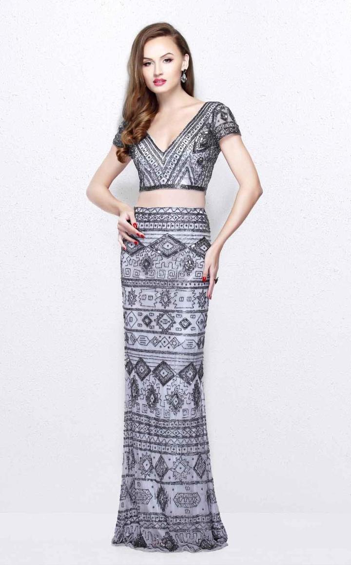 Primavera Couture - Two Piece V-neck Long Dress 1864