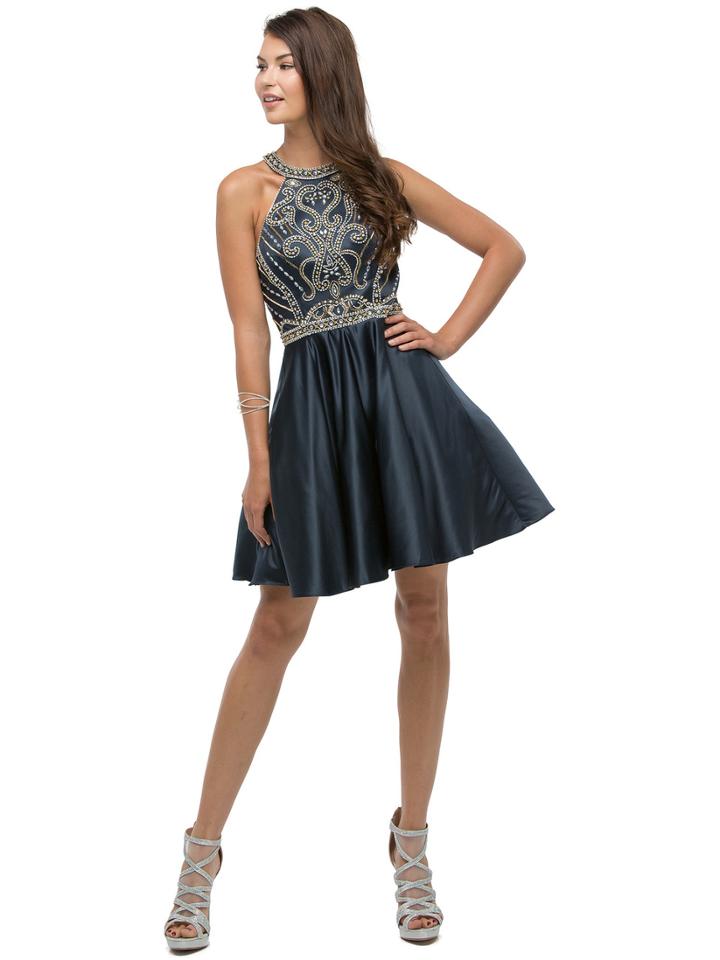 Dancing Queen - Rhinestone Embellished Bodice Short Dress 9663