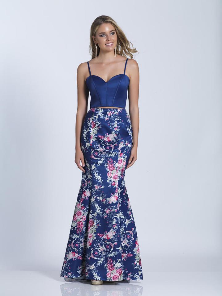 Dave & Johnny - 3195 Floral Print Two Piece Trumpet Dress