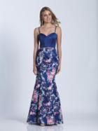 Dave & Johnny - 3195 Floral Print Two Piece Trumpet Dress