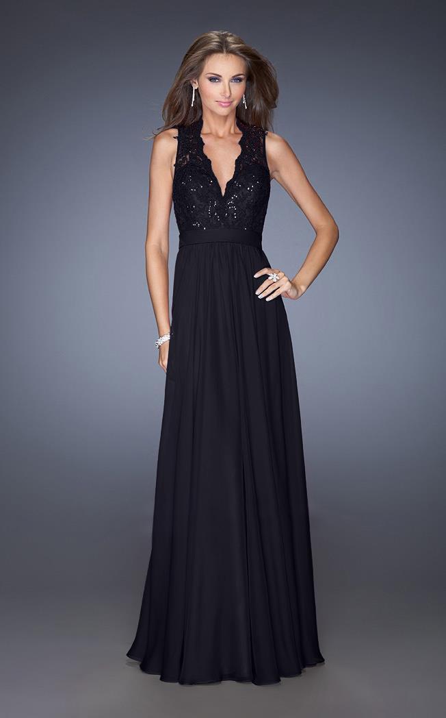 La Femme - 20109 Illusion Sequined Lace Gown