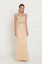 Elizabeth K - Gl1503 Sheer Lace Embellished Evening Gown