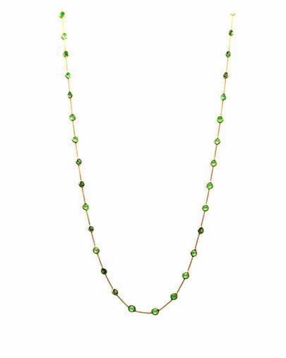 Tresor Collection - Tsavorite Round Necklace In 18k Yellow Gold