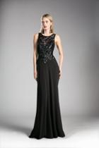 Cinderella Divine - Sequined Sleeveless Sheath Gown With Slit