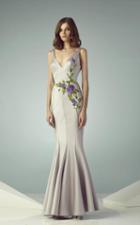 Beside Couture - Bc1197 Vibrant Floral Applique Mermaid Gown