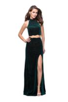 La Femme - 25667 Two Piece High Neck Slit Dress