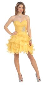 May Queen - Strapless Sweetheart Ruched Top Prom Dress With Ruffle Skirt Mq919