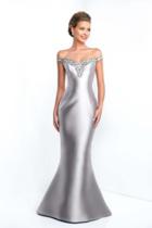 Blush - S2014 Shawl Embellished Off-shoulder Mermaid Gown