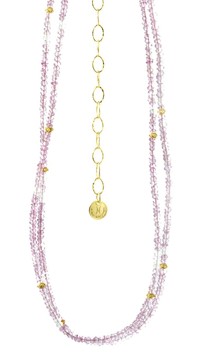Nina Nguyen Jewelry - October Pink Topaz Birthstone Harmony Long Vermeil Necklette