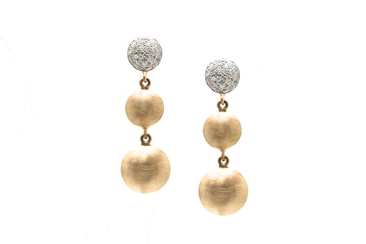 Tresor Collection - Lente 3 Tier Earrings With Pave Diamond In 18k Yg