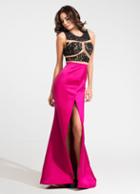 Ashley Lauren - 1124 Illusion Lace And Satin Evening Dress