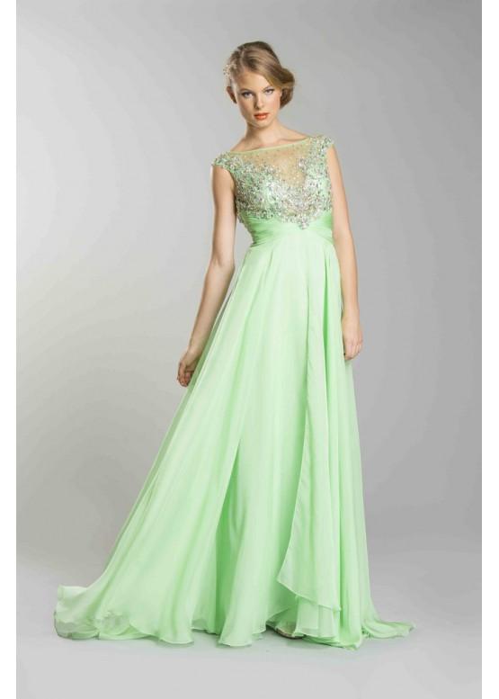 Aspeed - L1332 Bedazzled Illusion A-line Evening Dress