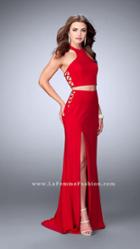 La Femme - Alluring Sleeveless High Neck Two-piece Dress 23984