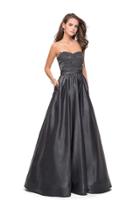 La Femme - 26151 Strapless Sweetheart Satin A-line Gown