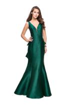 La Femme Gigi - 26217 Sheer Lace Back Plunging Neck Mermaid Dress