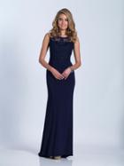 Dave & Johnny - 3556 Beaded Illusion Bateau Fitted Gown