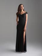 Madison James - 18-662 Folded Off Shoulder Fitted Evening Dress