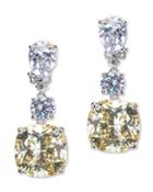 Cz By Kenneth Jay Lane - Canary Yellow Pear And Cushion Drop Clip Earring