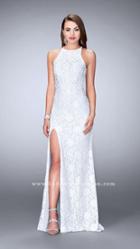 La Femme - Lavish Jewel Lace On Silver Lining Long Evening Gown 23930