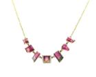 Tresor Collection - Biocolor Tourmaline Necklace With Diamond Pave All Around In 18k Yellow Gold