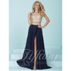 Tiffany Designs - Two-piece Long Prom Dress With Beaded Illusion Top 16212