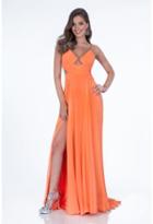 Terani Prom - 1612p0580a V-neck Ruched With Cutouts Prom Dress