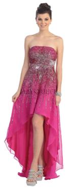 Strapless Metallic Sequined High-low Dress