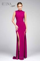 Ieena For Mac Duggal - 25034 High Neck Gown In Cranberry