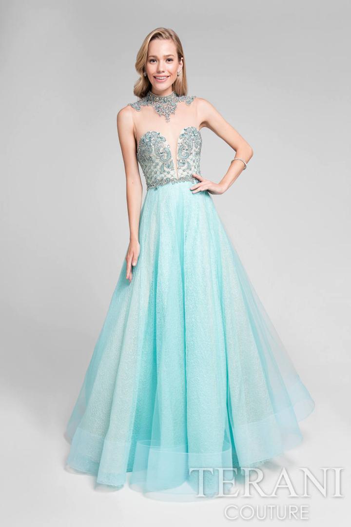 Terani Prom - Intricately Beaded Sweetheart Illusion Gown 1711p283