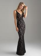 Madison James - 18-628 Plunging Lace Evening Dress
