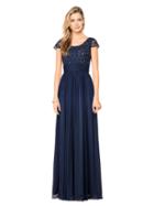Glow By Colors - G322 Ornate Floral Lace Cap Sleeve Gown