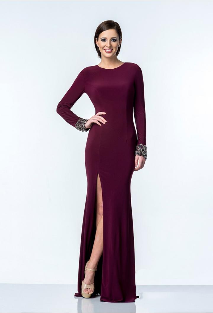 Terani Evening - 1522e0454w Long-sleeved Column Evening Dress