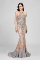 Terani Couture - Goddess-like Shining Halter Neck Beaded Mermaid Gown Couture1722e4249
