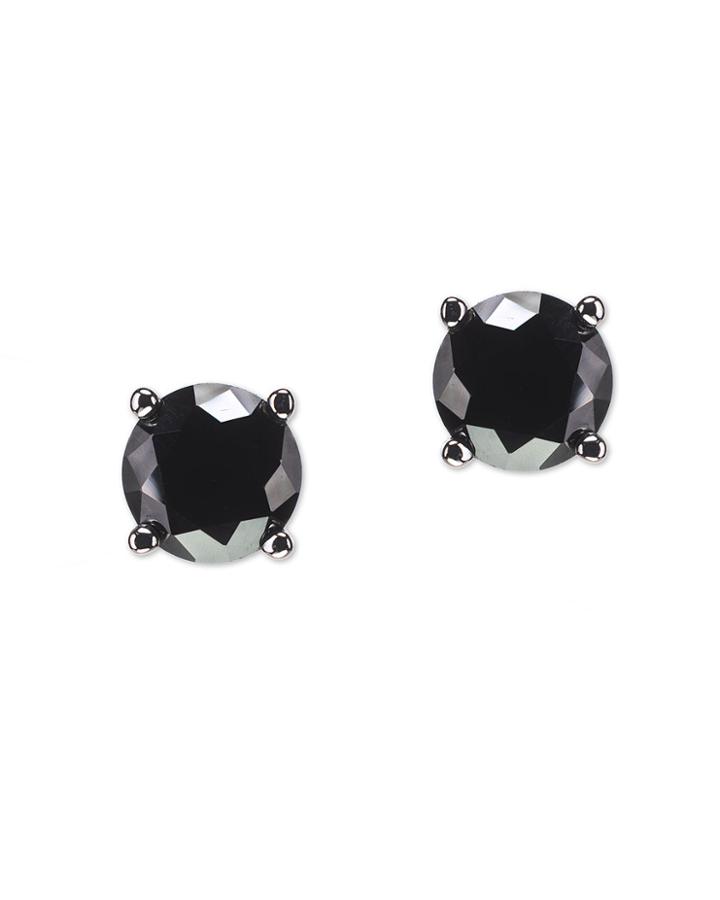 Cz By Kenneth Jay Lane - Classic Black Cz Pierced Stud Earring