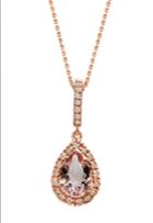Tresor Collection - Morganite And Diamond Pear Dangle Pendant In 18k Rg