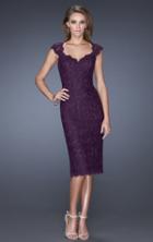 La Femme - 20443 Laced V-neck Sheath Dress