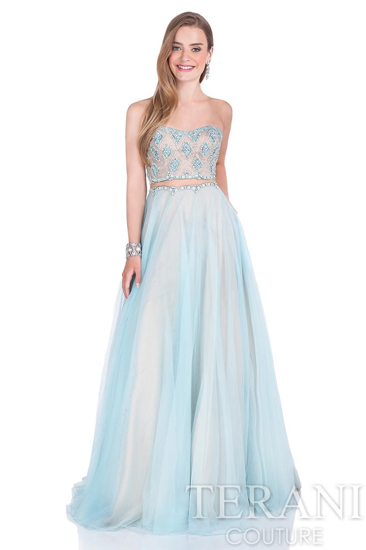 Terani Evening - Shimmering Flutter Two-piece Evening Dress 1611p1014