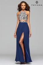 Faviana - 7716 Chiffon Two-piece Prom Dress With Lace Applique