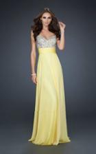 La Femme - Ruched Sweetheart Gown In Yellow 19731