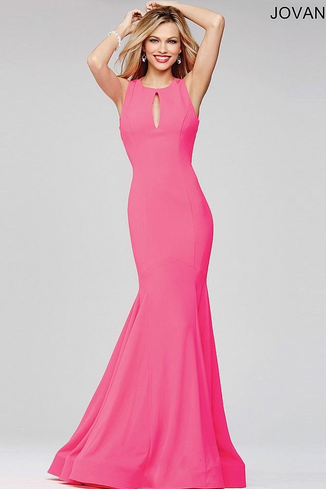Jovani - Sleeveless Jewel Neck Jersey Trumpet Dress 32941