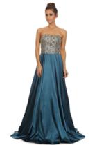 Nox Anabel - Metallic Embellished Strapless Long Gown 8186