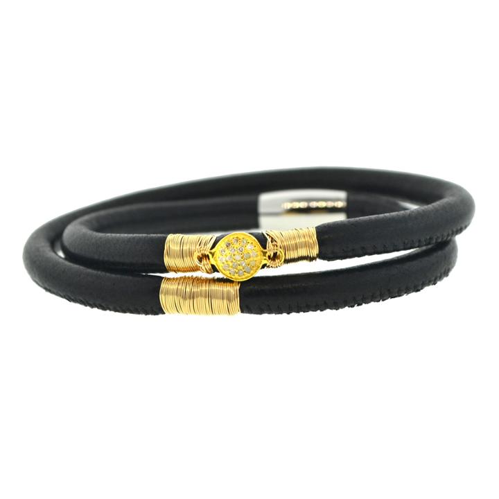 Mabel Chong - Black Leather Double Bracelet