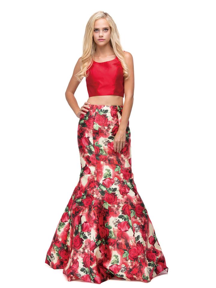 Two-piece With Floral Print Mermaid Dress