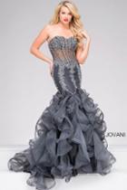 Jovani - Sheer Bodice Long Mermaid Prom Dress 42883